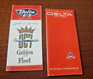 Delta C & S Airlines Dc - 7 & Delta Airlines Timetable 1955,  1970 (2 Items) Orig.