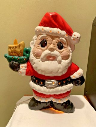 Vintage Christmas Light Up Ceramic Santa,  Electric Holiday Decor