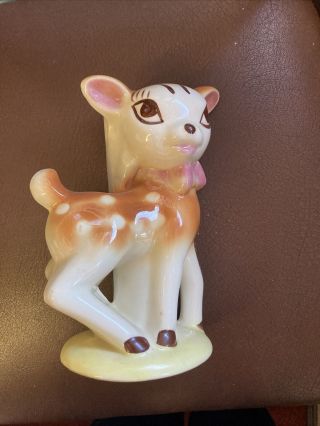 Vintage Bambi Deer Pottery Nursery Lamp Base