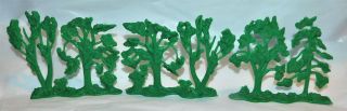 4 Vintage Marx Green Plastic Trees