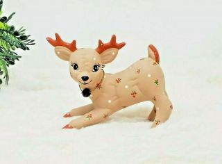 Vintage Christmas 1986 Kitschy Reindeer Hand Painted Kimple Ceramic Mold