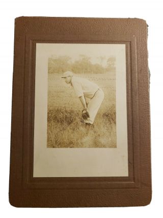 Early 20th Century Baseball Cabinet Photograph Catcher Of The Deep River Team