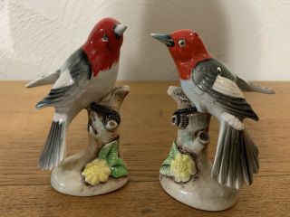 Vintage Enesco Salt And Pepper Shakers Mid Century Red Headed Woodpecker