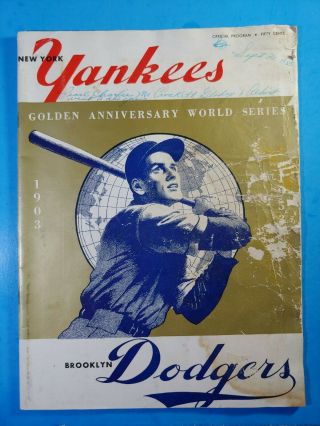1953 York Yankees Vs Brooklyn Dodgers World Series Program Vg