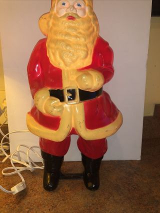 Vintage 50 ' s Union Products BLOW MOLD Hard Plastic Lighted SANTA CLAUS 17 
