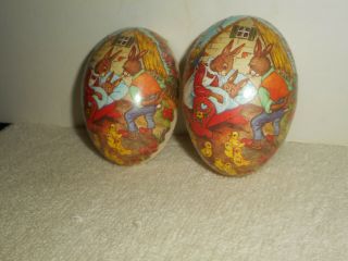 Vintage Paper Mache Egg Made In German Democratic Republic Bunny Rabbit Family 2