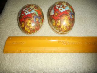 Vintage Paper Mache Egg Made In German Democratic Republic Bunny Rabbit Family 3