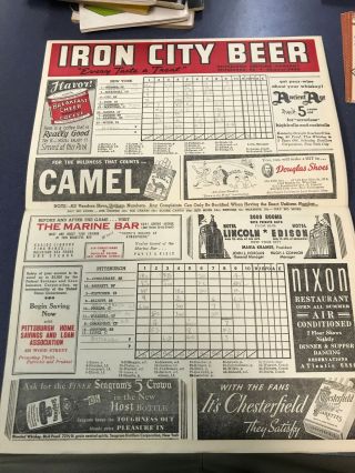 Pittsburgh Pirates vs York Giants Scorecard 1942 Carl Hubbell W PL1 3