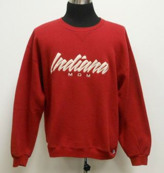 90s Vtg Russell Athletic Indiana Hoosiers Mom Sweatshirt Women L Large Sewn Red