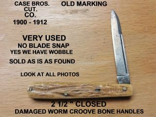 Antique Case Bros Cut Co “arched” 1900 - 1912.  Brown Jigged 1 Bld Knife Very Rare
