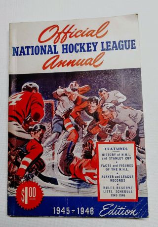 Vintage 1945 - 46 Nhl National Hockey League Annual Yearbook Howie Morenz,  Hobey