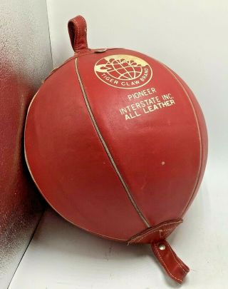 Vintage Tiger Claw Pioneer Red Leather Striking Speed Bag Punching Punch