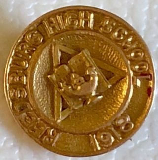 Antique 14k Solid Gold 1918 Reedsburg High School Wisconsin Lapel Pin 2 Grams