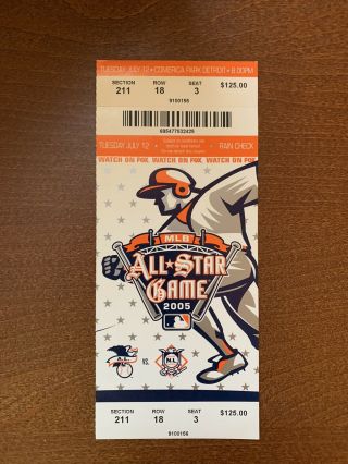 2005 Mlb All Star Game Ticket Detroit Comerica Park