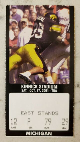 Iowa Hawkeyes Michigan Wolverines Football Ticket Stub 10/27 2001 D.  Clark Td