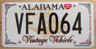 Alabama 2007 Vintage Vehicle License Plate Quality Vfa064