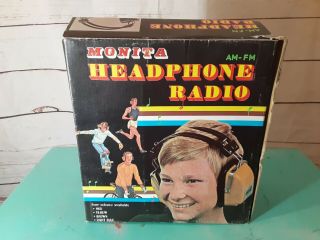 Vintage Technology Vintage Headphones 1970’s Am / Fm Radio Monita Yellow Nib