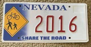 Nevada 2016 Share The Road Sample License Plate - Quality 2016
