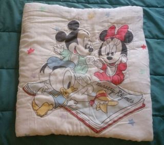 Vintage Disney Baby Blanket Comforter Throw Mickey Minnie Donald Nursery Rhymes