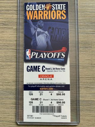 Rare 2007 Nba We Believe Golden State Warriors Vs Dallas Game 6 Ticket Stub
