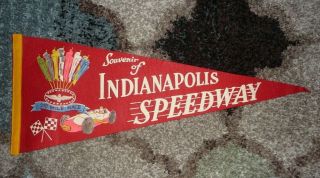 Vintage Indianapolis Motor Speedway Pennant: 12 X 29 Inches