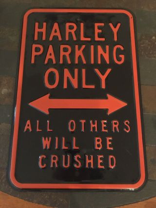 Harley - Davidson Tin Sign,  H - D Embossed Parking Only Sign,  Black