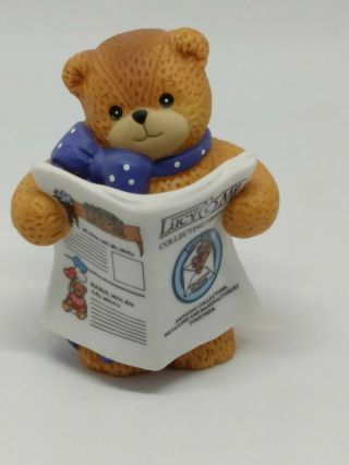Vintage Lucy & Me Bear - Enesco - With Collectors Edition Newspaper - Purple Bow - S129