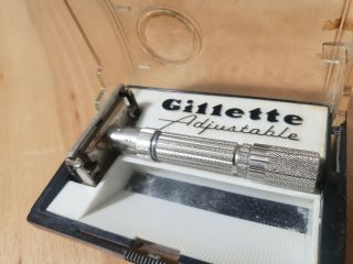 Vintage Gillette Adjustable Metal Razor in case 3