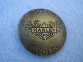 Vintage Harley Davidson Motorcycle Biker Badge Metal Brass Pin - Back Concho.  Vest