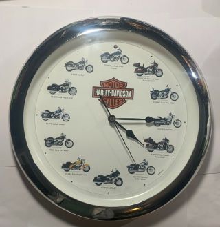 Vintage 2002 Harley - Davidson Motorcycles 14” Wall Clock (makes Tailpipe Noises)
