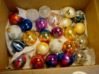 Vintage.  Assortment Of 25.  Mercury Glass - Christmas Ornaments.  German & Usa