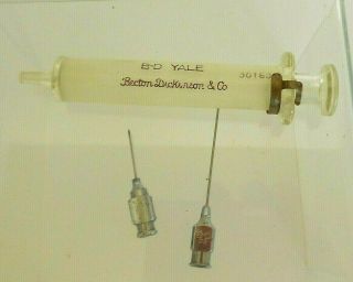 Vintage B D Yale 5cc Glass Hypodermic Syringe 1950s Glass Tip 5y Box