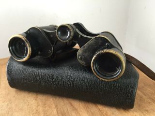 Vintage Antique Carl Zeiss Brand Jena D.  F.  6x Germany Binoculars W/ Leather Case