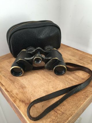 Vintage Antique Carl Zeiss Brand Jena D.  F.  6x Germany Binoculars w/ Leather Case 2