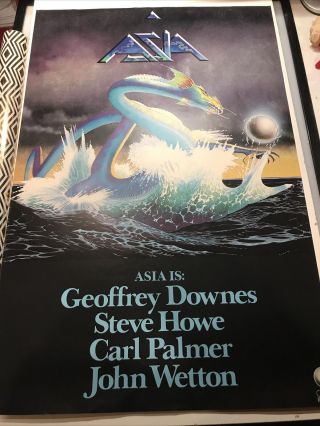 Vintage 1982 Asia Debut Band Promo Poster Geffen Records Art By Roger Dean