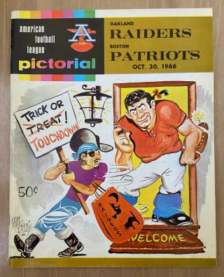 Vintage 1966 Afl Nfl Oakland Raiders @ Boston Patriots Football Program