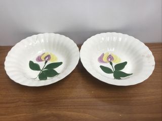 Vintage Southern Potteries Blue Ridge Floral 9 - 1/2 " Round Serving Bowl Yellow