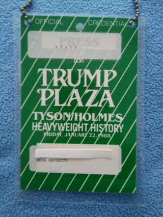 Mike Tyson Vs.  Larry Holmes Boxing Official Backstage Pass Trump Plaza Rare