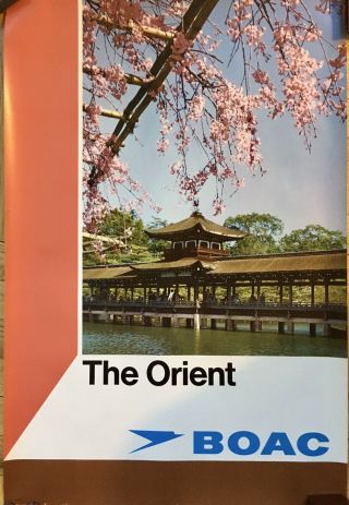 Boac Airlines Vintage Travel Poster The Orient Japan Nos C.  Early 1970s