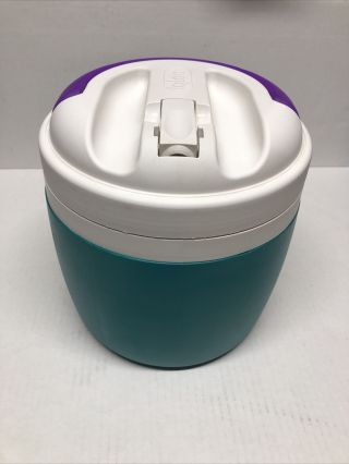 Vtg Igloo Elite 1/2 Gallon Water Cooler Jug With Spout Teal Purple Handle Insert