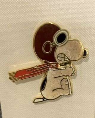Vintage Snoopy Wwi Flying Ace Color Enamel W Goldtone Pin Peanuts