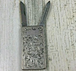 Vintage Silver Belt Clip Pocket Knife & File Stainless Steel Japan Money Clip