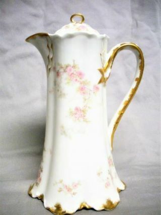 Antique Haviland Limoges Porcelain China Tall Coffee Chocolate Pot.  H & C