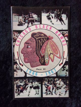 Vintage 1966 - 67 Chicago Blackhawks Nhl Hockey Media Guide Cover 758