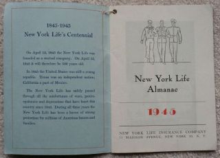 VINTAGE 1945 Farmers ' ALMANAC published by York Life Insurance Co.  32 pgs 2