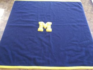 Vintage Horner University Of Michigan Wolverines Blue Wool Blanket - 35 " X 59 "