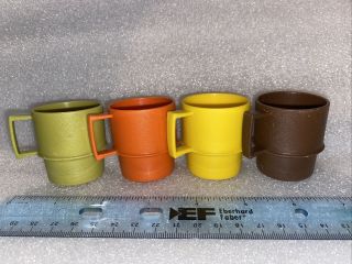 Vintage Tupperware Harvest Colors Tiny Mini Child Size Kids Coffee Cups