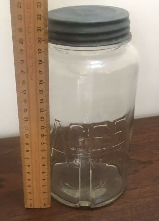 Vintage 22cm Agee Special Glass Jar & Lid Preserving Kitchen Food Storage 20thc