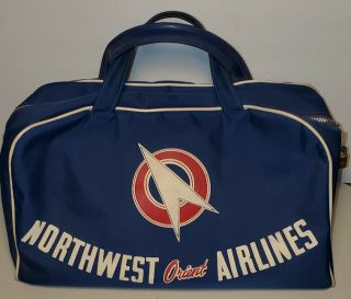 Vintage 60s Northwest Orient Airlines Flight Attendant Travel Bag Collectible