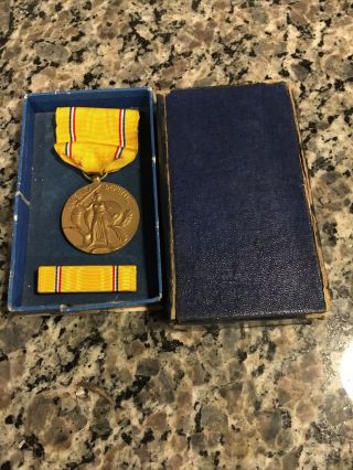 Vintage Ww2 American Defense Service Campaign Medal Set